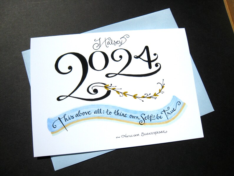 2024 Personalized Graduation Card Shakespeare Quote, Graduate Card, Congratulations Card, Calligraphy Card image 2