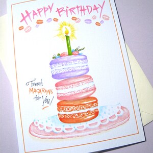 French Macaron Birthday Card Cookie Birthday Card Birthday for Her Girlfriend Birthday Baker Birthday Card image 3