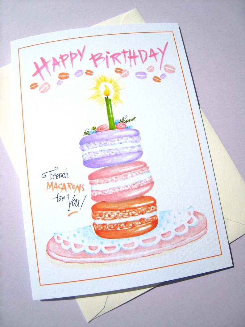 French Macaron Birthday Card Cookie Birthday Card Birthday for Her Girlfriend Birthday Baker Birthday Card image 3