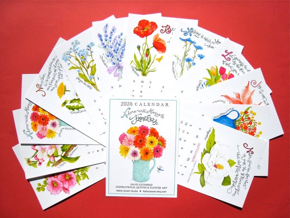 Flowers Desk Calendar 2024 Floral Calendar 2024 Desk Calendar Inspirational  Quotes Calendar Calendar With Wood Stand - Etsy