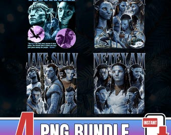 Avatar Jake Sully Neytiri 4 PNG BUNDLE | Printable PNG Pack | Avatar 2 the way of water Clipart | Download | Transparent Background | Bundle
