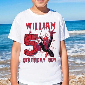 Spiderman Birthday Family Shirt, Daddy Mommy Sister Brother Birthday Boy Comfort Colors Shirt, Matching Family Party Outfit Tee image 3