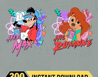 Descarga de la pareja de Max y Roxanne, Descarga de la película Goofy PNG, Descarga instantánea de la pareja de Roxanne y Max, Pareja de Disneyland PNG