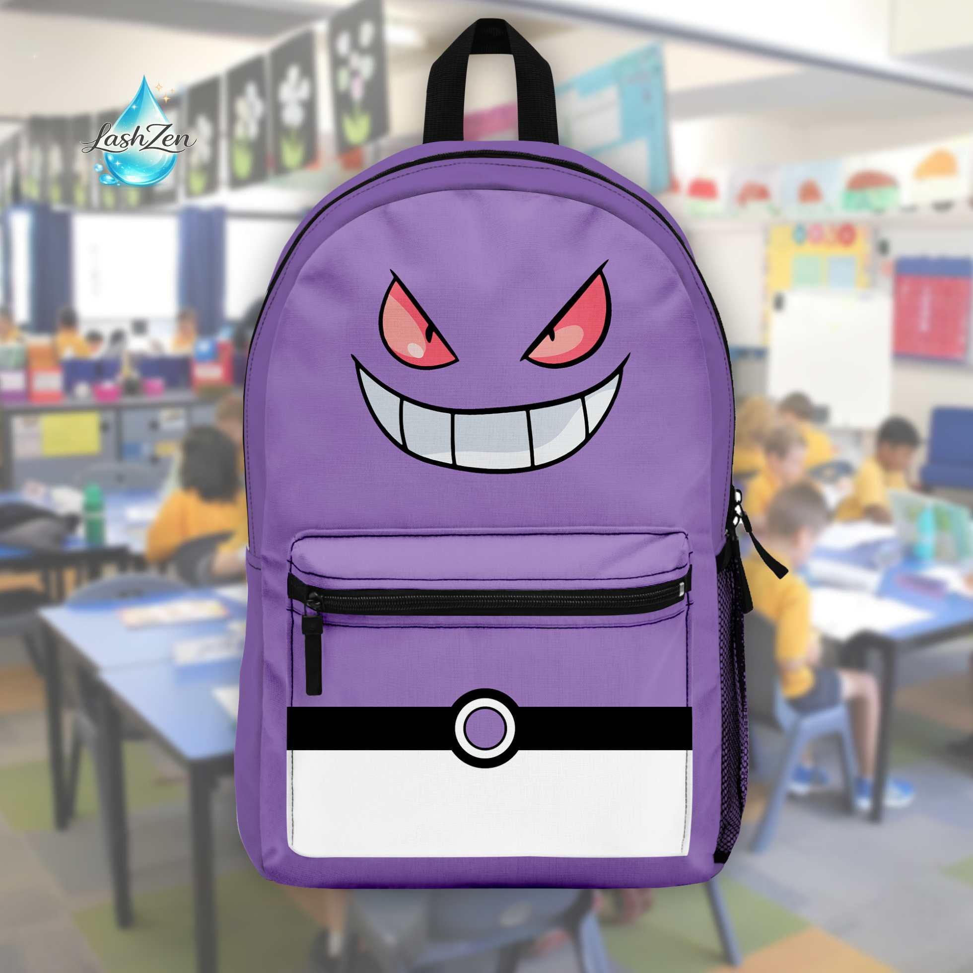 Discover Gengar Backpack, Ghost P0kem0n Bag, Kawaii P0kem0n Backpack, Spooky Anime School Purple Kawaii, Gift for P0kem0n Fan