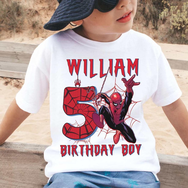 Spiderman Birthday Family Shirt, Daddy Mommy Sister Brother Birthday Boy Comfort Colors Shirt, Matching Family Party Outfit Tee image 2