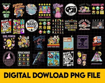 Super Mario Bundle Instant Download | Mario Luigi Princess Peach Toad Bowser Png | Printable Mario | Digital Download | Super Mario Png