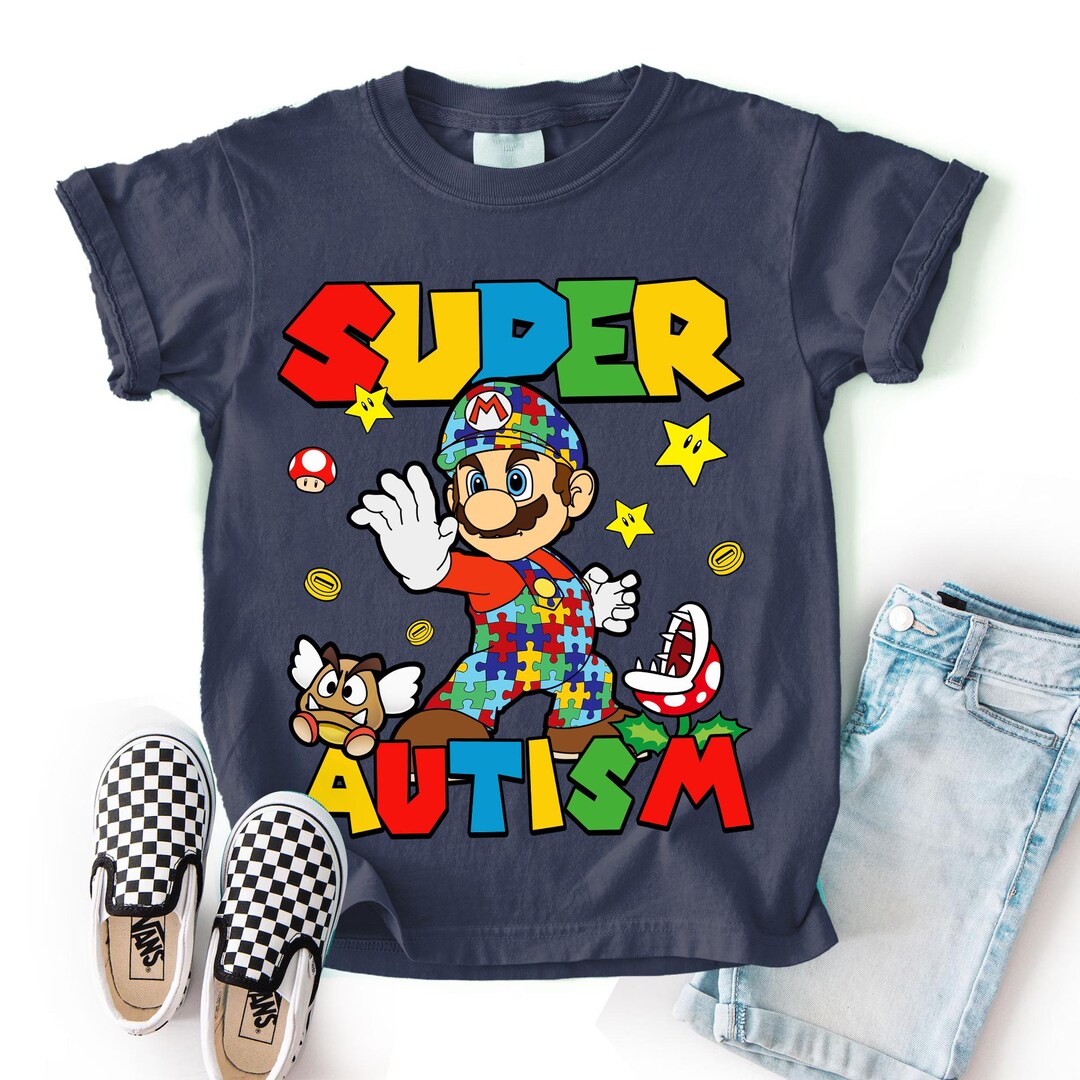 Super Mario Autism Shirt, Mario Autism Awareness Shirt, Autism Super ...