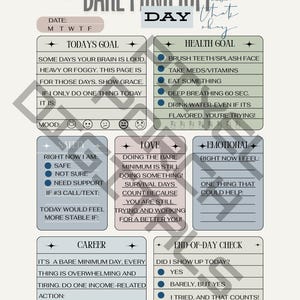 Mental Health Check Up Daily Planner | Bare Minimum | Just Get By