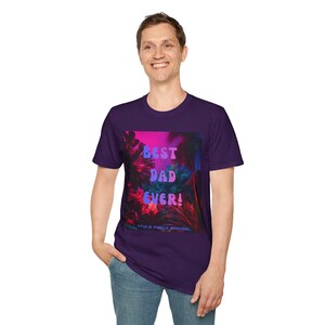 Best Dad Ever Neon Tropic Floral Print T-Shirt | Fathers Day Retro Vaporwave Style Tee Bild 13