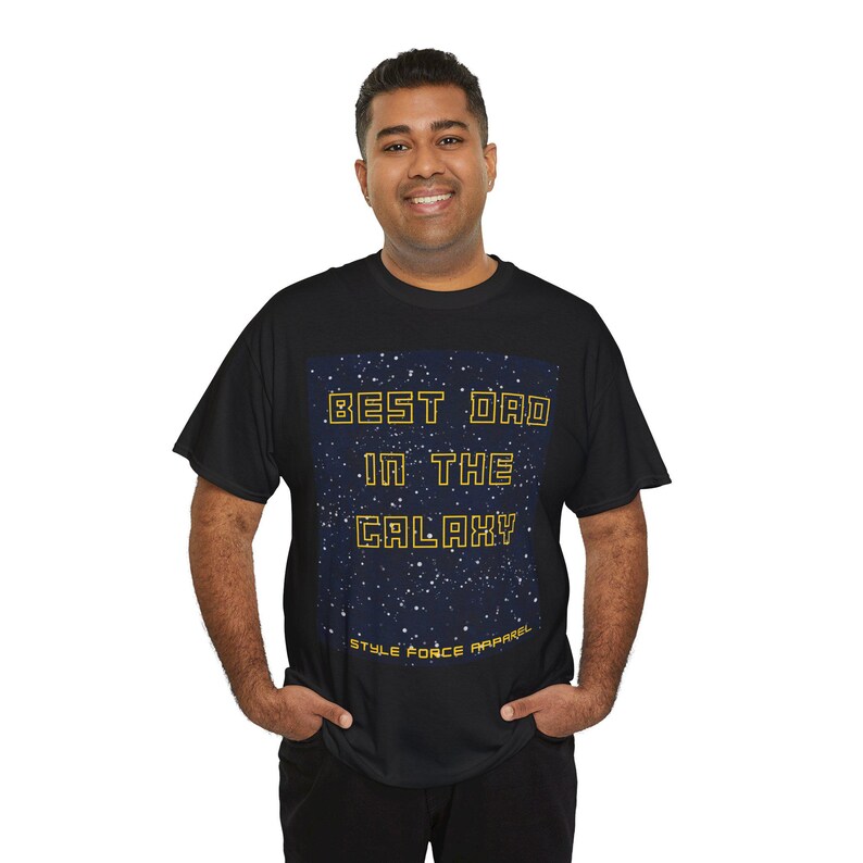 Best Dad in the Galaxy T-Shirt | Space Stars Typography Tee image 6