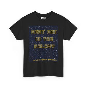 Best Dad in the Galaxy T-Shirt | Space Stars Typography Tee image 2