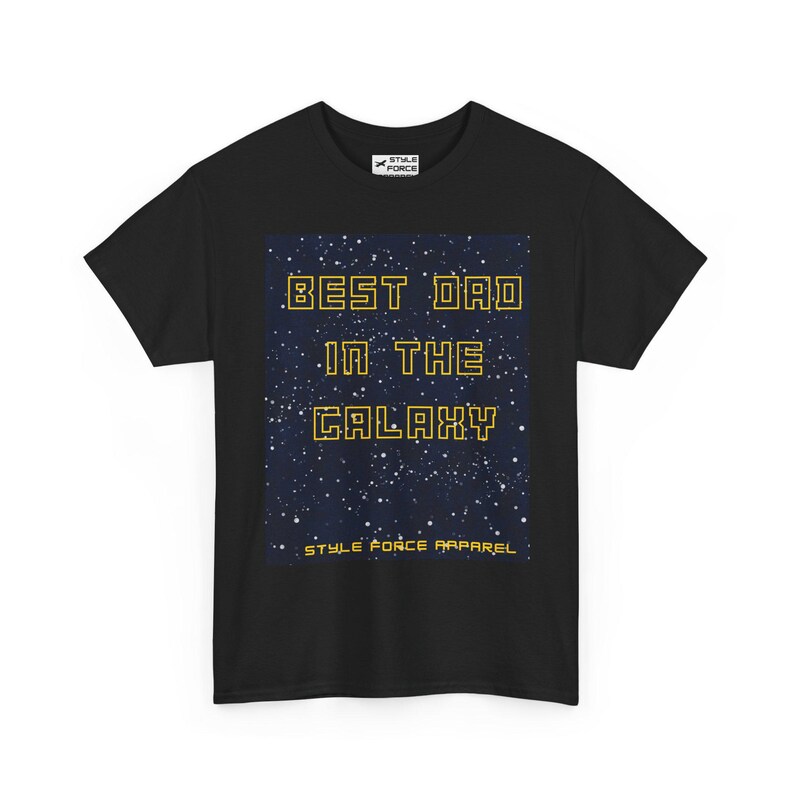 Best Dad in the Galaxy T-Shirt | Space Stars Typography Tee image 2