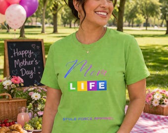 Mom Life Graphic Print T-Shirt | Colorful Casual Motherhood Soft Cotton Tee