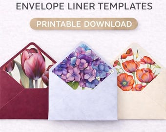 Secret Garden Florals 5x7 Envelope Liner Templates, Botanical Wedding Invite Liners (Instant Download)