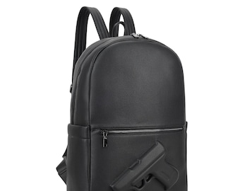 Mochila de cuero negra para pistola