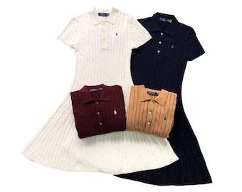 Vestido corto midi de punto Ralph Lauren con pony pequeño - Cuatro colores