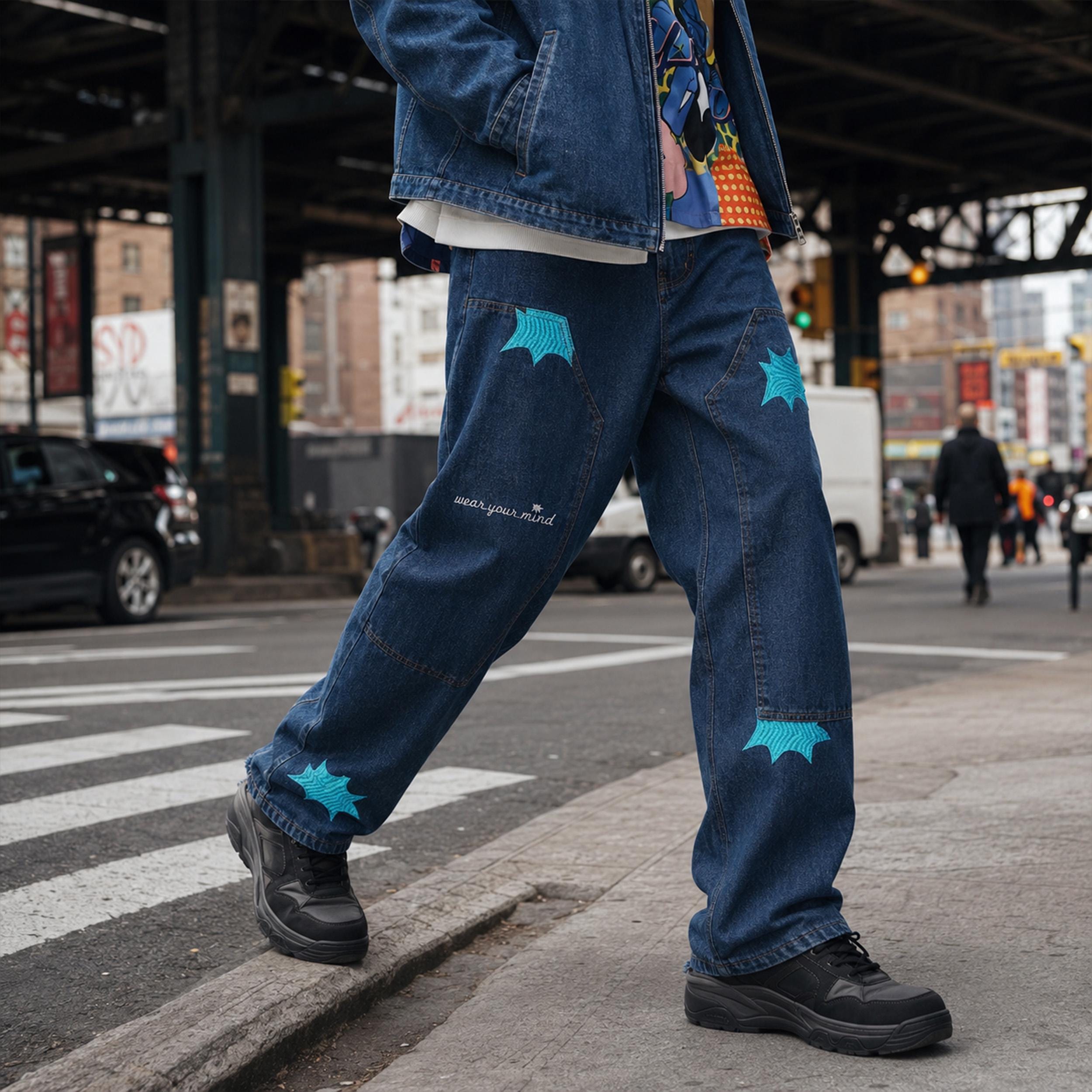 パンツ SEVNS denim y2k star PUNK who28 Y2k Star Pants Men - Etsy
