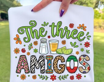 Three Amigos PNG | Tequila Salt Lime Fiesta Design (Digital Download)