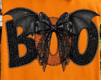 Coquette Halloween Ghost PNG | Cute Lacey Ghost with Bow | Preppy Spooky Season Shirt Design | Girly Halloween Sublimation | Bow Boo PNG