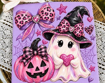 Pink Preppy Ghost PNG | Coquette Ghost with Bow | Cute Girly Halloween Shirt Design | Spooky Season Sublimation | Pink Halloween PNG