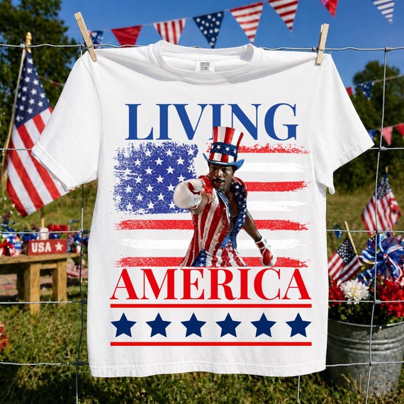 Apollo Creed Living In America Digital File,Patriotic Boxing Fourth Of July Vintage America Png .Retro USA Fighter Png