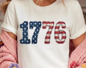 1776 USA Flagge png | Distressed Patchwork Amerikanische Flagge | Vintage Vateristisches Shirt Design | Vierter Juli PNG | USA Sublimationsdruck