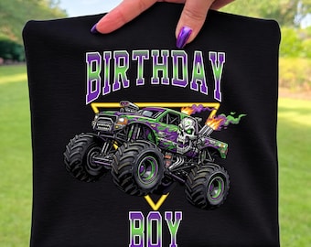 Monster Truck Birthday Boy PNG | Dirt Truck Shirt Design (Digital Download)