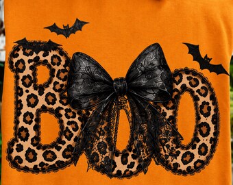 Coquette Halloween Ghost PNG | Cute Lacey Ghost with Bow | Preppy Spooky Season Shirt Design | Girly Halloween Sublimation | Bow Boo PNG |