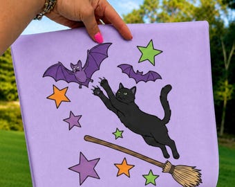 Whimsical Halloween Black Cat PNG | Spooky Witch Cat PNG | Cottagecore Halloween Design | Goth Cat Sublimation | Halloween Shirt PNG