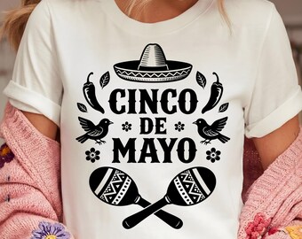 Cinco de Mayo SVG PNG | Fiesta Squad Shirt Design | Viva Mexico Party Graphic | May 5th Sublimation Cut File | Editable