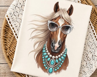 Glam Horse PNG | Western Horse PNG | Boho Cowgirl Horse Design | Trendy Boutique Country Graphic | Horse Lover Sublimation