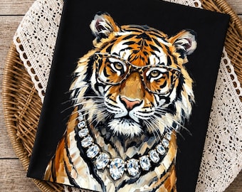 Glam Tiger PNG | Preppy Tiger PNG | Boujee Bling Tiger Design | Leopard Print Animal Graphic | Trendy Sublimation PNG