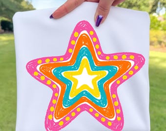 Retro Starfish PNG | Preppy Coastal Summer Vibes, Seashell Graphic (Digital Download)