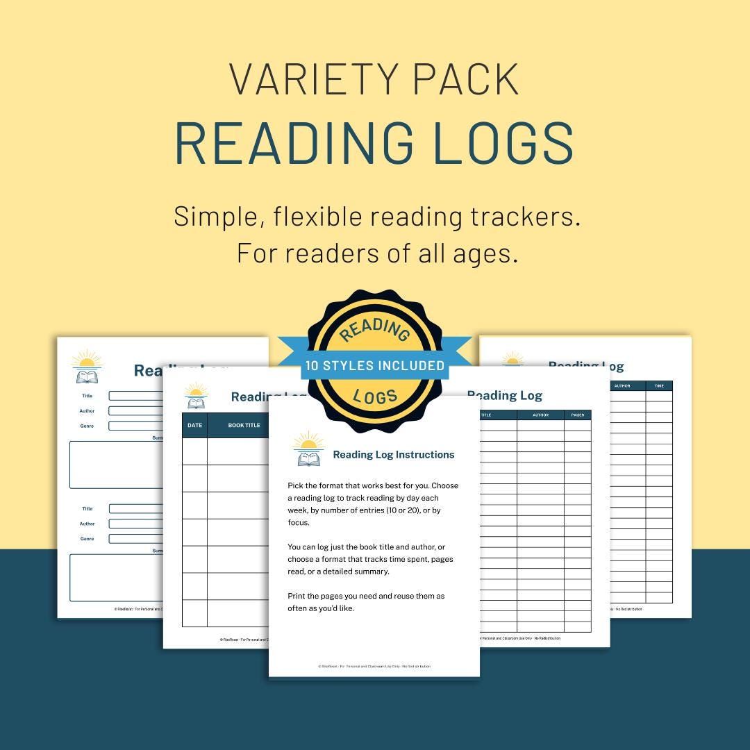 Reading Log Variety Pack - Etsy
