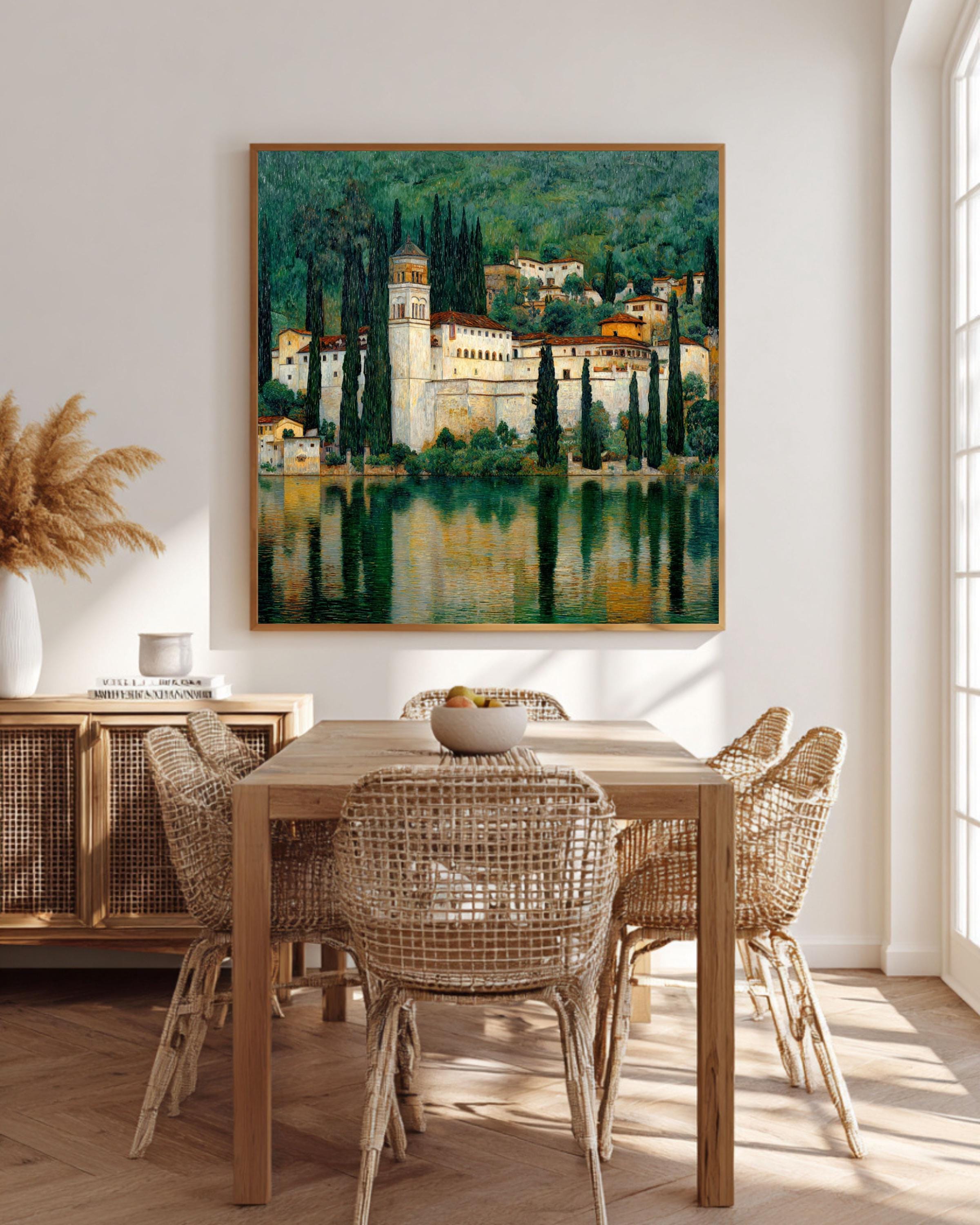 Italian Lake Como Villa Wall Art | Mediterranean Coastal Landscape ...