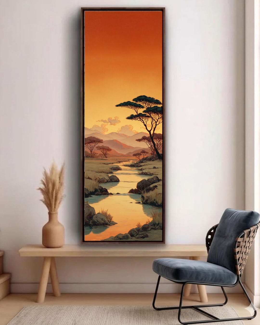 African Savannah Sunset Canvas Art, Serengeti Landscape Wall Decor ...