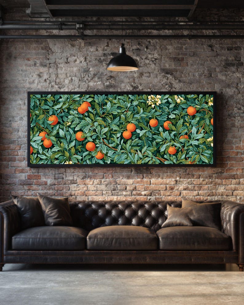Vintage Orange Tree Garden Wall Art Mediterranean Citrus Fruit Canvas ...
