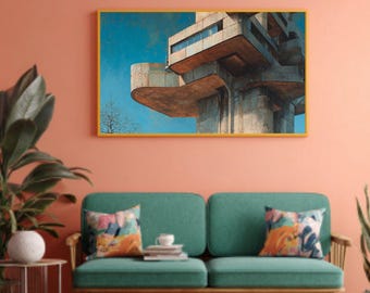 Eldt Tower Antwerp Canvas – Architectural Painting of Tower Base & Pedestal, Historic Building Art, European Landmark Wall Decor
