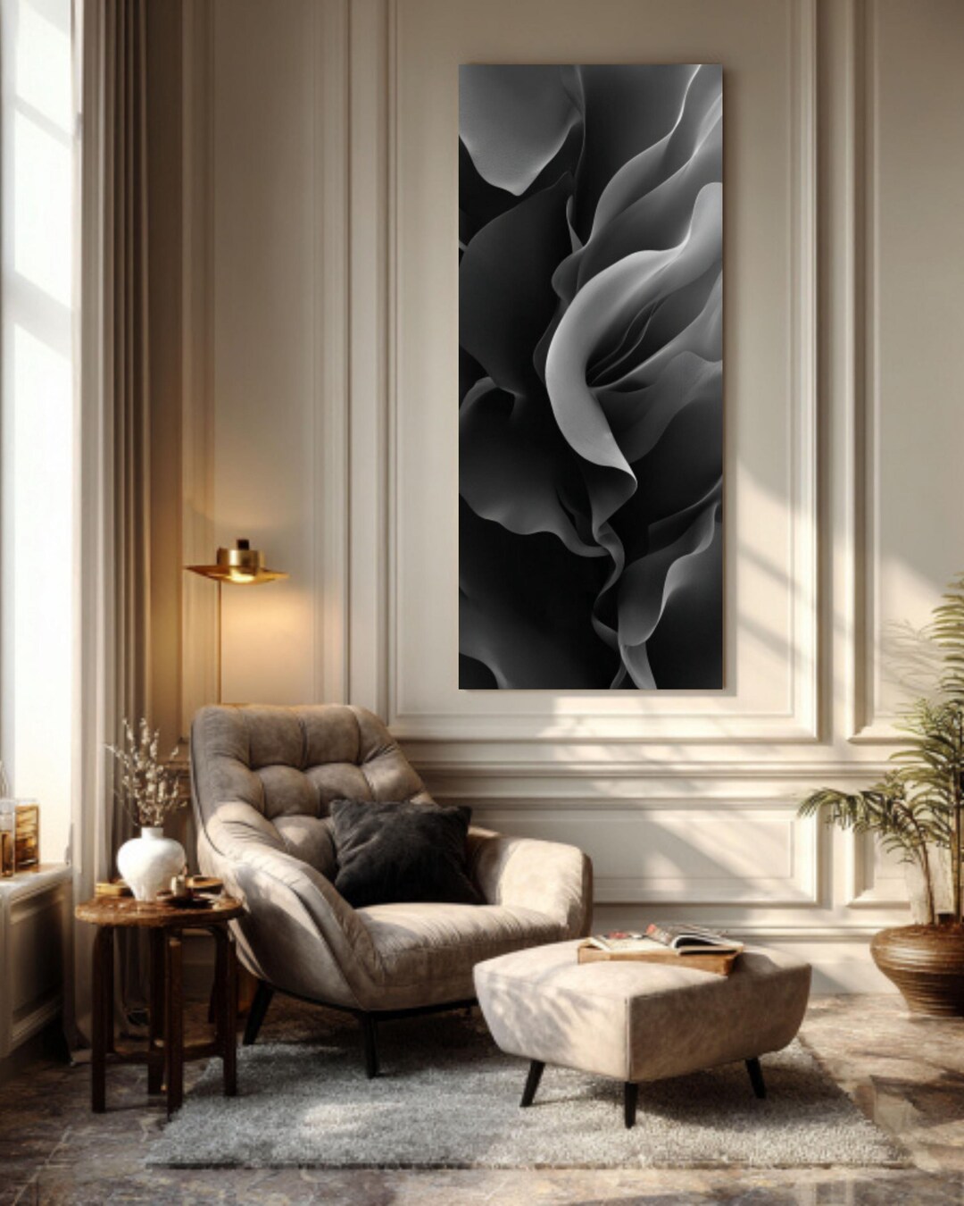 Abstract Black and White Lines Canvas – Minimalist Modern Wall Art - Etsy