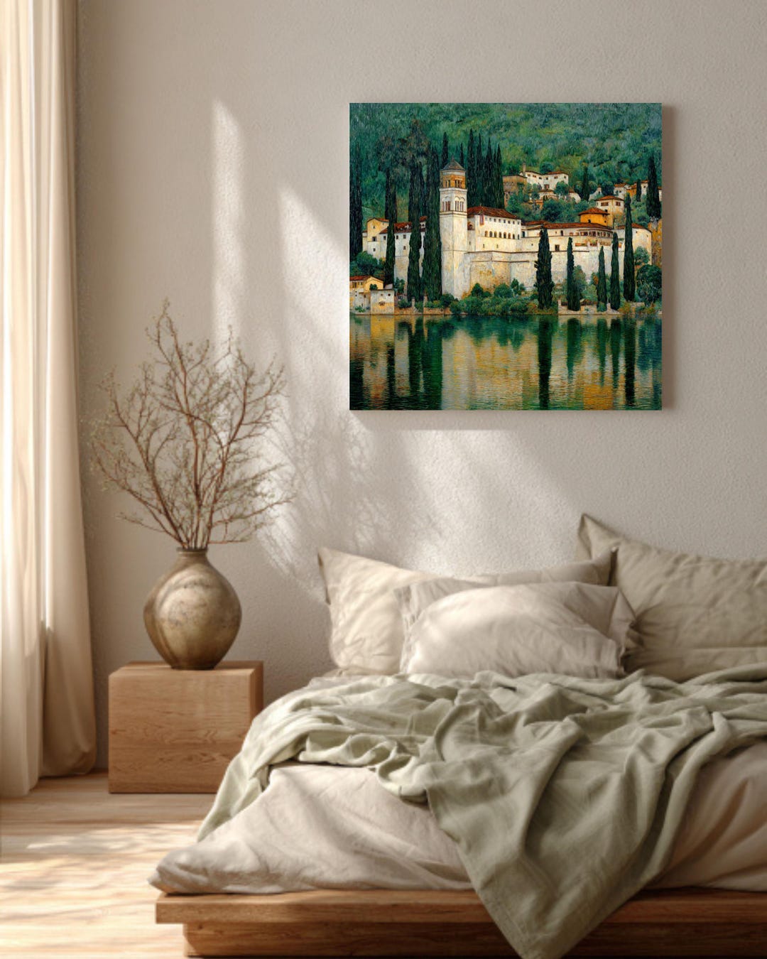 Italian Lake Como Villa Wall Art | Mediterranean Coastal Landscape ...