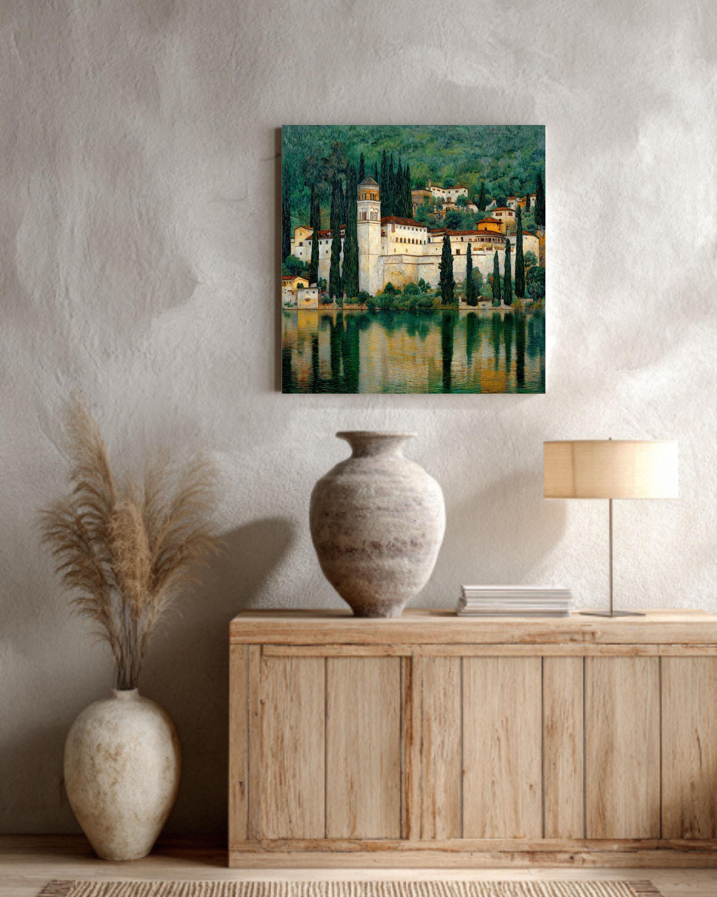 Italian Lake Como Villa Wall Art | Mediterranean Coastal Landscape ...