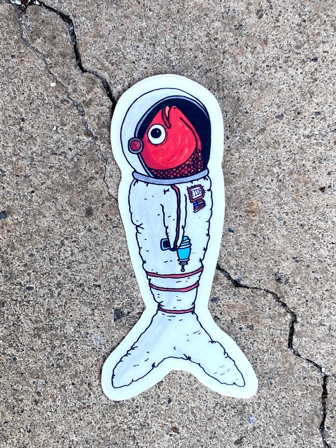 Fish in Space Sticker – Astronaut Fish Vinyl Sticker – Funny Space Fish ...