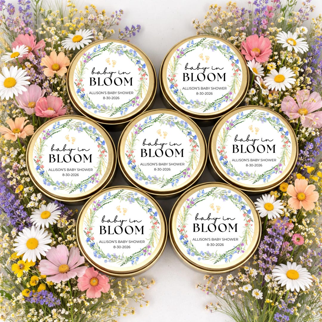 Baby in Bloom Wildflower Baby Shower Candle Favors - Boho Floral - A ...
