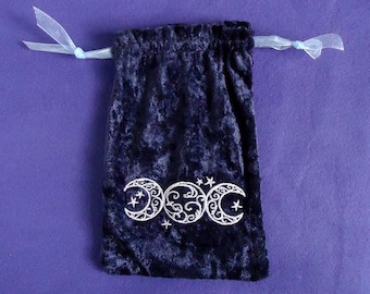 Triple Moon Tarot Bag - Byzantium Purple Crushed Velvet