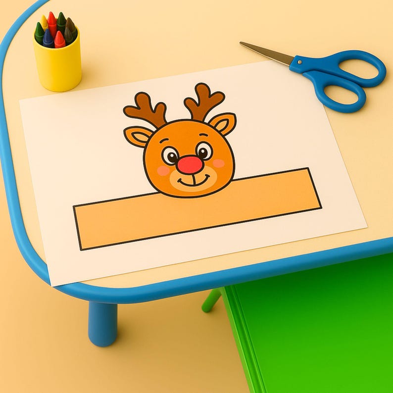 Reindeer Headband Printable | Christmas Craft for Kids | Color and B&W ...