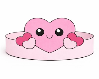 Heart Crown Craft for Kids | Valentine Headband Printable | Color & Black and White