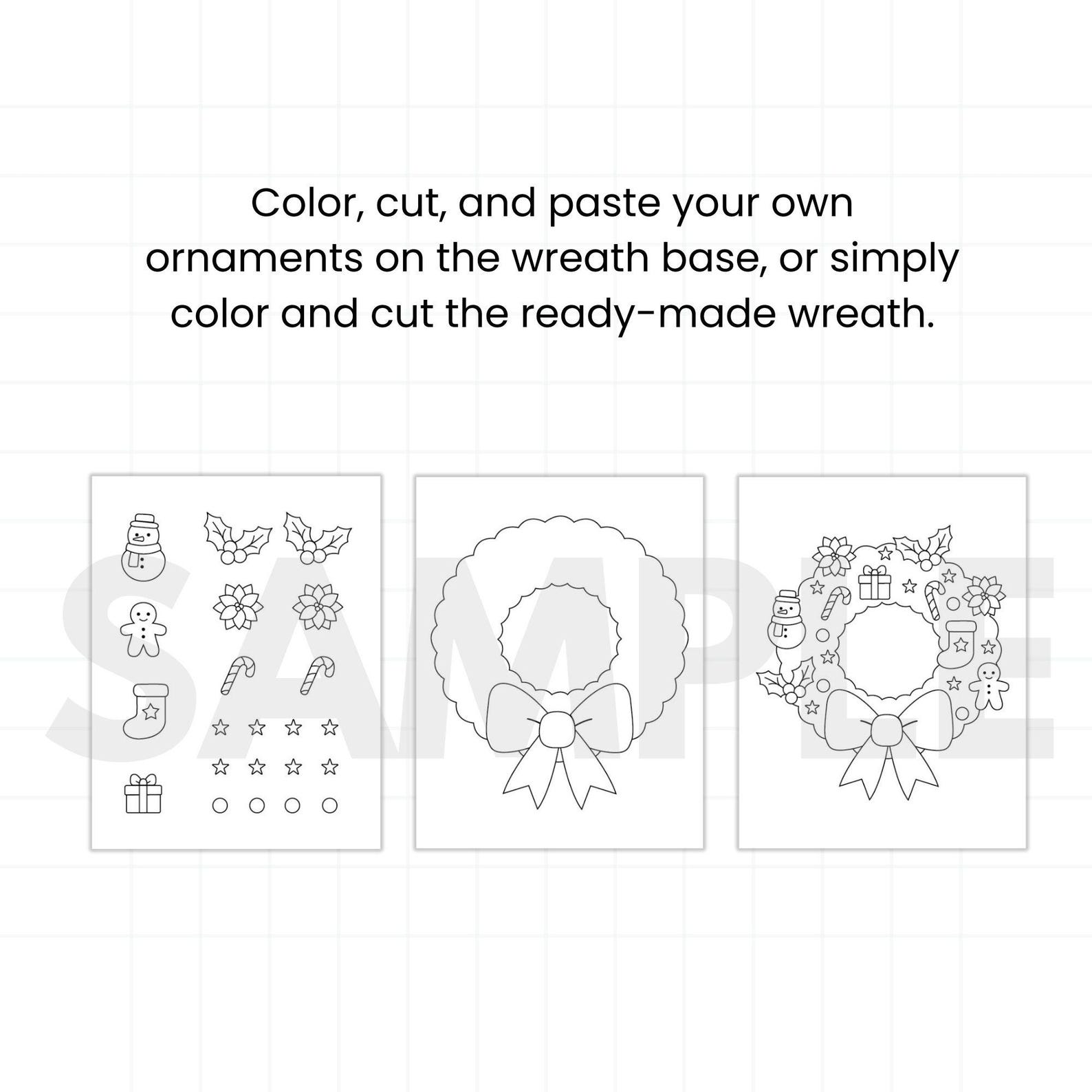Build a Christmas Wreath Craft | Cut & Paste Printable - Etsy