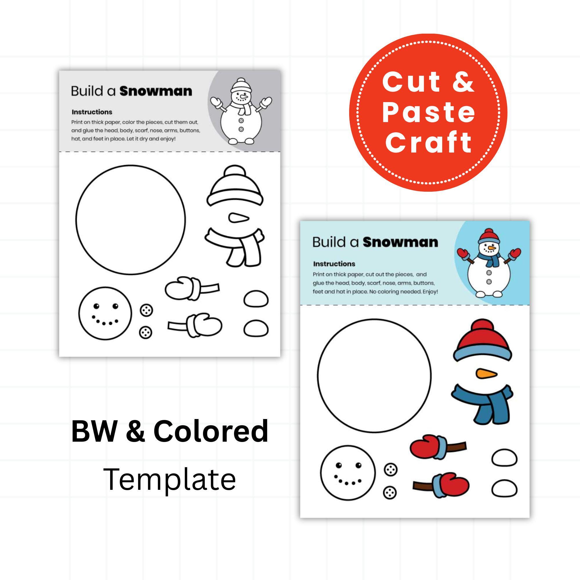 Snowman Cut and Paste Printable | Winter Build a Snowman Activity for ...
