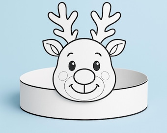 Rentier Krone Vorlage | Weihnachts Stirnband Basteln für Vorschule und Kindergarten