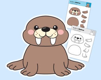 Walrus Crown Craft Printable | Arctic Animal Paper Crown | Color & Black and White